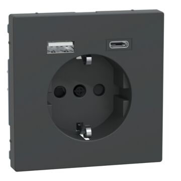 Enchufe + cargador usb a+c, d-life, 2p + e, 16a, conexión rápida, antracita
