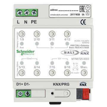 Knx - gateway knx-dali basic carril din 1 canal 16 escenas 64 balastos