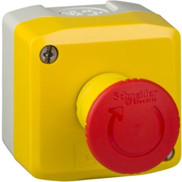 Harmony xald, xalk - estación de control, plástico, tapa amarilla, 1 pulsador de seta rojo ø 40, girar para desenclavar, 1 nc