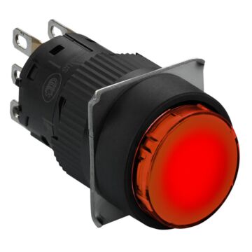Pulsador redondo enclavamiento luminoso rojo 24v 1 na/nc