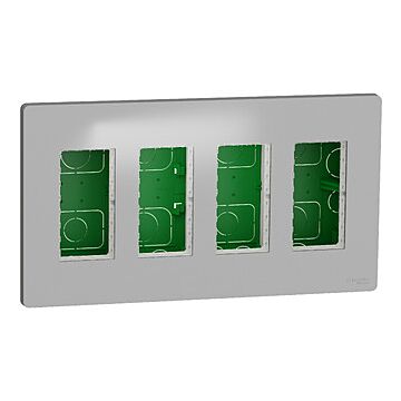 New unica system +, puesto de trabajo 4 columnas empotrar aluminio