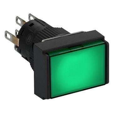 Pulsador luminoso rectangular verde ø 16 - 2nanc - 24v