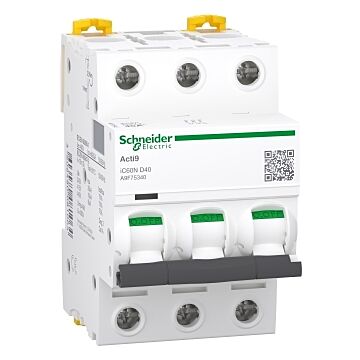 Magnetotérmico, acti9 ic60n, 3p, 40 a, d curva, 6000 a (iec 60898-1), 10 ka (iec 60947-2)