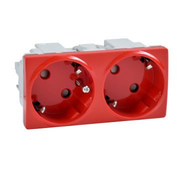 Base doble con tt lateral 10/16a 250v unica system rojo