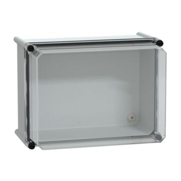Pls box, polyester rear, transparent pc cover ip65 27x36x23cm ((*))