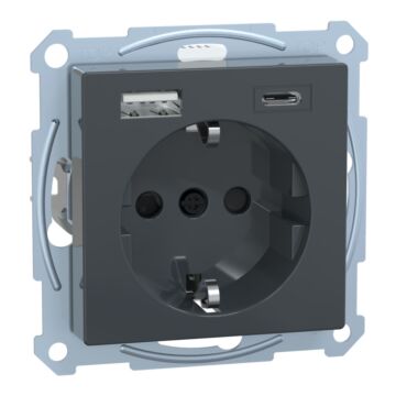 Schuko doble usb a+c antracita 3ma