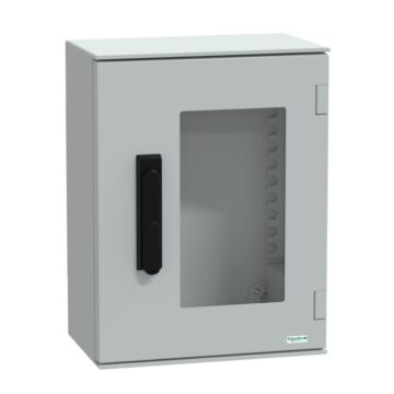 Wall-mounting encl. polyester monobloc ip66 430x330x200mm 3p.lock glazed door