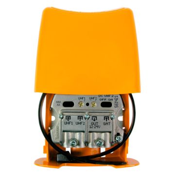 Amplificador de mástil 12..24v 3e/1s 1,5db uhf-uhf-fimix