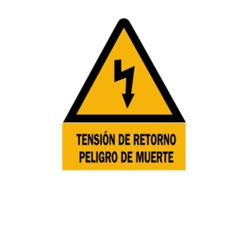 Señal aluminio cr-29s "tensión de retorno peligro de muerte" 297mm