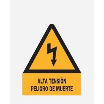 Señal policarbonato ce-21pci alta tensión peligro de muerte 210 mm