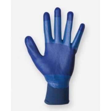 Guantes de protección mecánica sh-265 t9 con nylon recubiertos de nitrilo azul en la palma