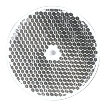 Espejo de alta calidad para fotocélulas de reflexión sobre espejo; tamaño ø 84,0 x 7,4 mm.