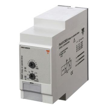 Temporizador, retardo a la conexión, montaje base undecal, caja p, 36 mm., salida dpdt 8a
