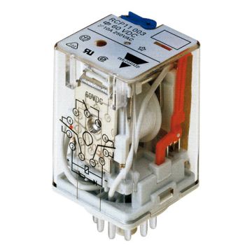 Relé industrial enchufable rcp para base undecal 3 contactos, amperaje 10 a, tensión bobina 230 vca