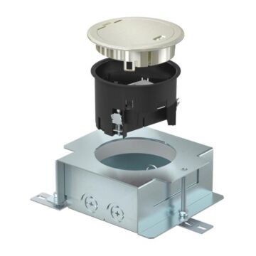 Toma de suelo con tapa ges r2 ni v sfb,niquel 2xtomas vde y caja