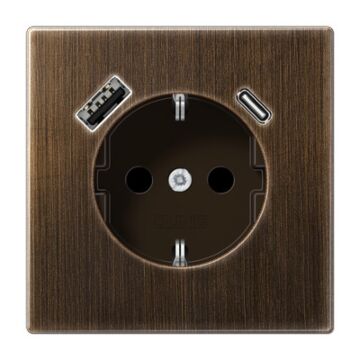 Enchufe con usb-ac ls latón antik