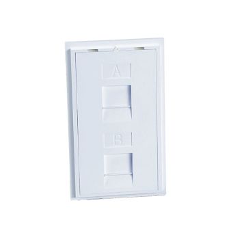 Módulo plano standard con antipolvo blanco nieve para 2 conectores tipo keystone 19,4mm/20,4mm/comms
