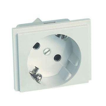 Módulo con 1 enchufe schuko combinable con obturador de seguridad blanco nieve