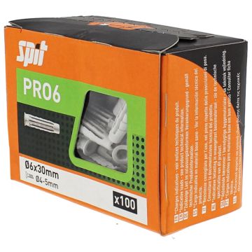 Taco nylon pro6 6x30 sin tornillo gris (100u)