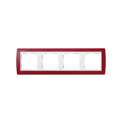 Marco para 4 elementos rojo translúcido interior blanco Simon 82