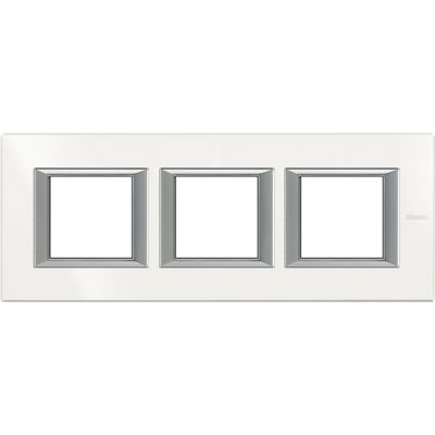 Placa embellecedora recta Axolute de color Blanco Axolute - 2 x 3 módulos - entreeje 71 - horizontal