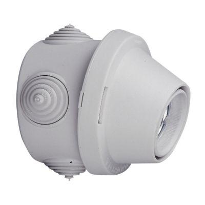 Portalámparasiluminación E27, 100W - 4A - 250V Base caja Plexo IP20 redonda. Color gris