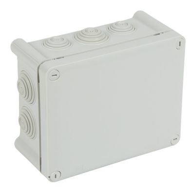 Caja de derivación para conexiones, Plexo IP55, rectangular. Dimensiones: 180x140x92mm. 10 entradas. Color gris