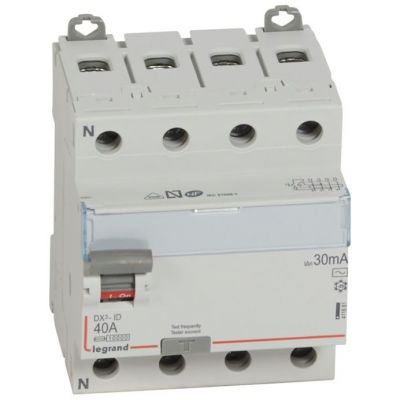 Interruptor diferencial DX³ - 4P- 400V~- 40A - tipo AC - 30mA - 4 módulos