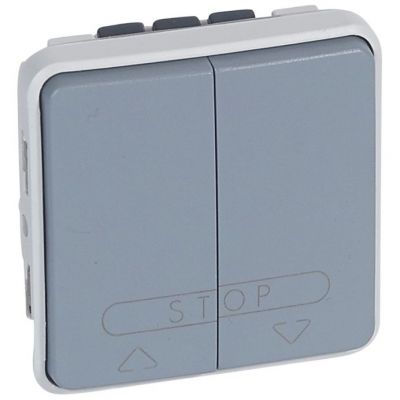Doble pulsador de control de caja de automatismo de persiana Plexo modular gris