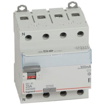 Interruptor diferencial DX³ - 4P- 400V~- 25A - tipo AC - 300mA - 4 módulos