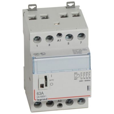 Contactor con bobina 230 V~ - 4P - 250 V~ - 63A - 4 NC - 3 módulos