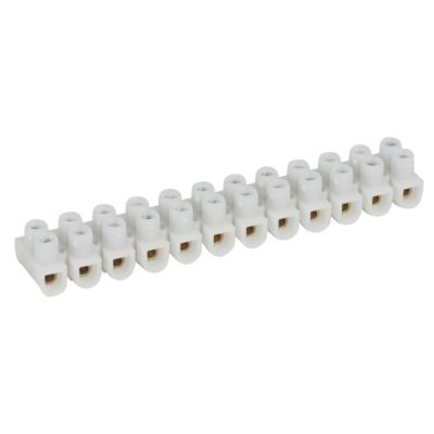 Regleta de conexión Nylbloc™. 12 bornas con capacidad 2,5mm². Intensidad máx 24A. Blanco incoloro