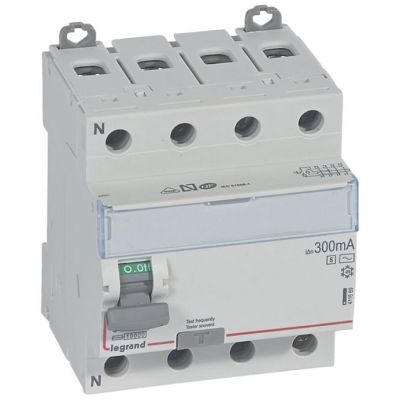 Interruptor diferencial DX³ -4P- 400V~-63A -tipo AC -300mA select.- 4 módulos