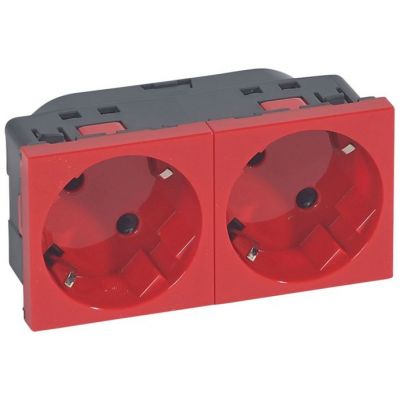 Base de corriente múltiple Mosaic - 2 x 2P+T terminales automáticos - rojo