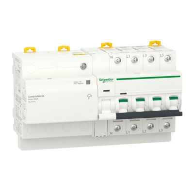 Acti9 Combi SPU, interruptor automático con protección combinada contra sobretensiones, 3P + N, 40 A