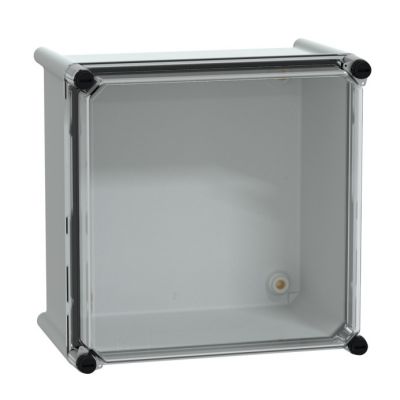 PLS box, polyester rear, transparent PC cover IP65 27x27x18cm ((*))