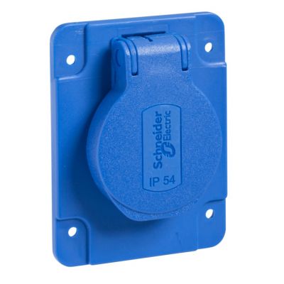 PratiKa socket - blue - 2P + E - 10/16 A - 250 V - German - IP54 - flush - side