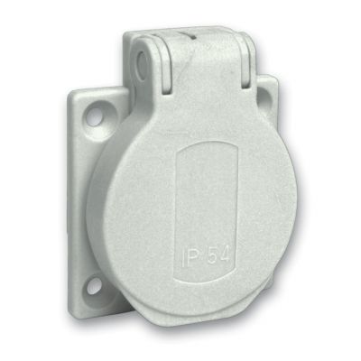 PratiKa socket - grey - 2P + E - 10/16 A - 250 V - German - IP54 - flush - side