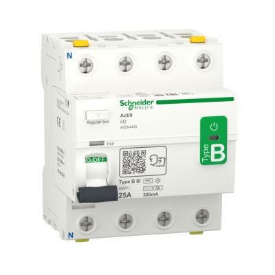 Acti9 iID - Residual Current Circuit Breaker - 4P - 25A - 300mA - B-SI type