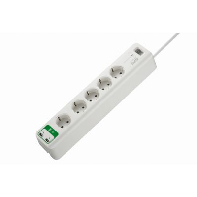 Essential SurgeArrest de APC, 5 salidas con 5 V; 2,4 A, cargador de 2 puertos USB, 230 V