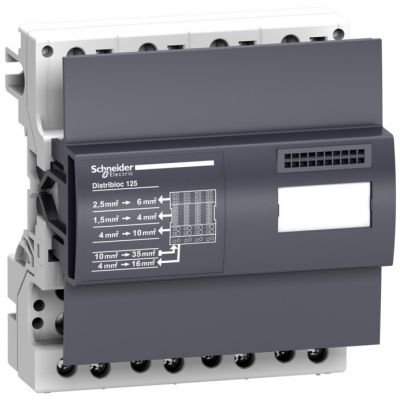 Repartidor de carril modular, Linergy DX, 4P, 125A, 6M, 52 conexiones
