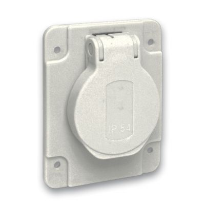 PratiKa socket - grey - 2P + E - 10/16 A - 250 V - German - IP54 - flush - back