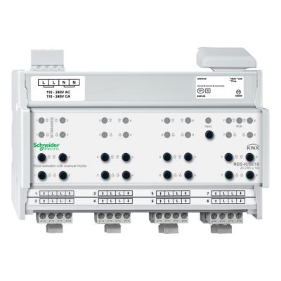 KNX - Actuador de persiana carril DIN 8 canales 230 V 10 A con acc. Manual