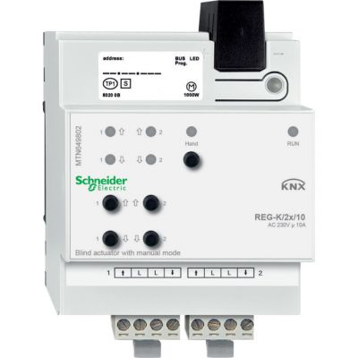 KNX - Actuador de persiana carril DIN 2 canales 230 V 10 A con acc. Manual