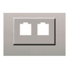 Coral, tapa para adaptador doble (rj11-rj45), plata luna