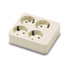 Base múltiple de 4 tomas schuko 16a 250v con toma tierra lateral blanco