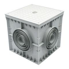 Arqueta 300x300x300mm c/tapa ciega gris-4 salidas