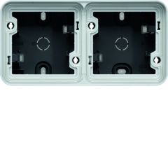 Caja de superficie estanca 147x76x56 con 2 elementos horizontales gris