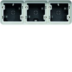 Caja de superficie estanca con 3 elementos horizontal gris