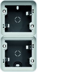Caja de superficie estanca con 2 elementos vertical gris